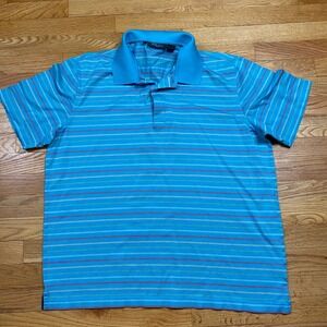 Bobby Jones Striped Polo‎ Shirt Mens XL Blue Cotton Pique Golf Preppy Classic